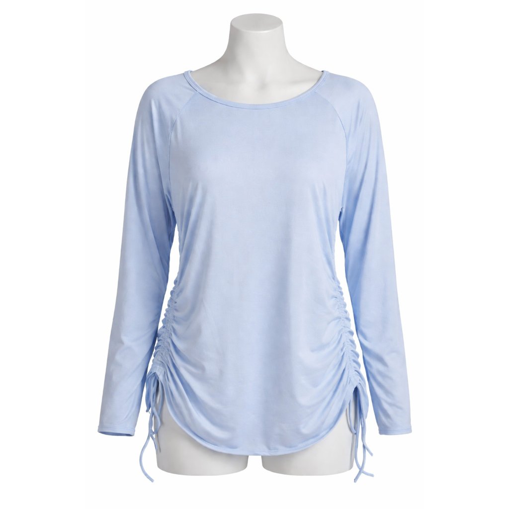 Under Armour Womens Light Blue Ruched Sides Drawstring Active Long Sleeve Top 2x